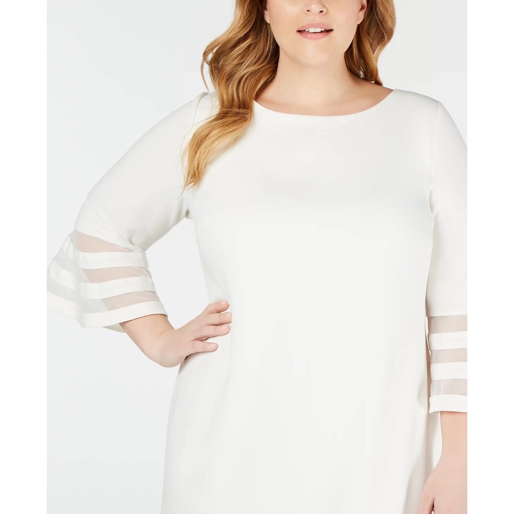 NEW Calvin Klein White Sheer Mesh Stripe Sheath Dress Size 22W - Picture 8 of 8
